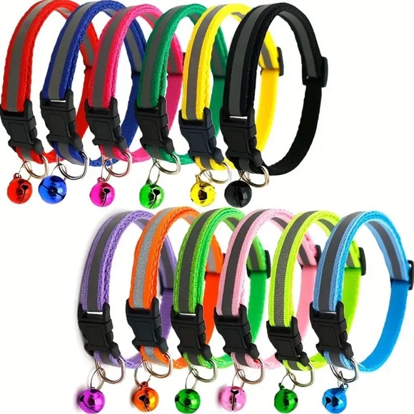 Brand New Reflective Pet Collar with Bell for Cats and Dogs (4 pcs) - Picture 3 of 16